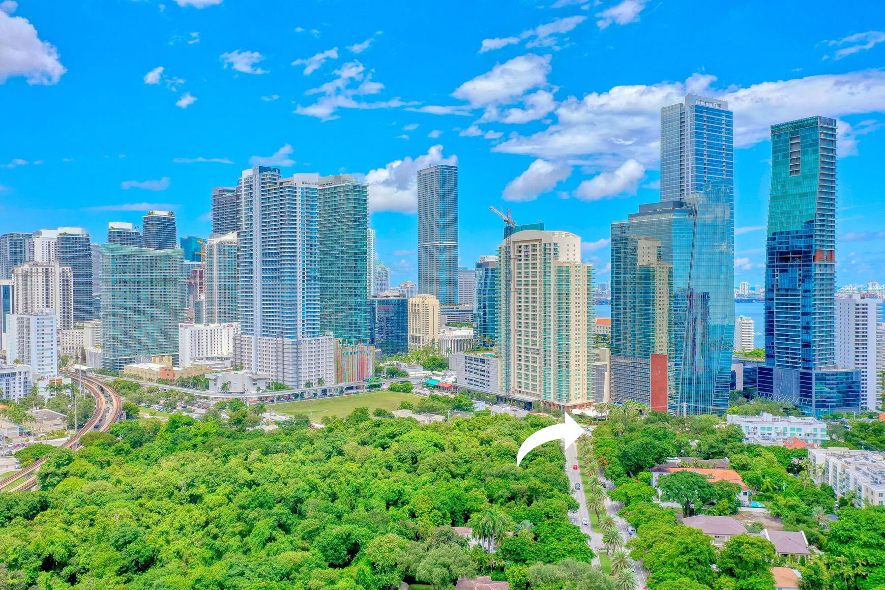 Aerial view of Brickell near Miami Skin Spa