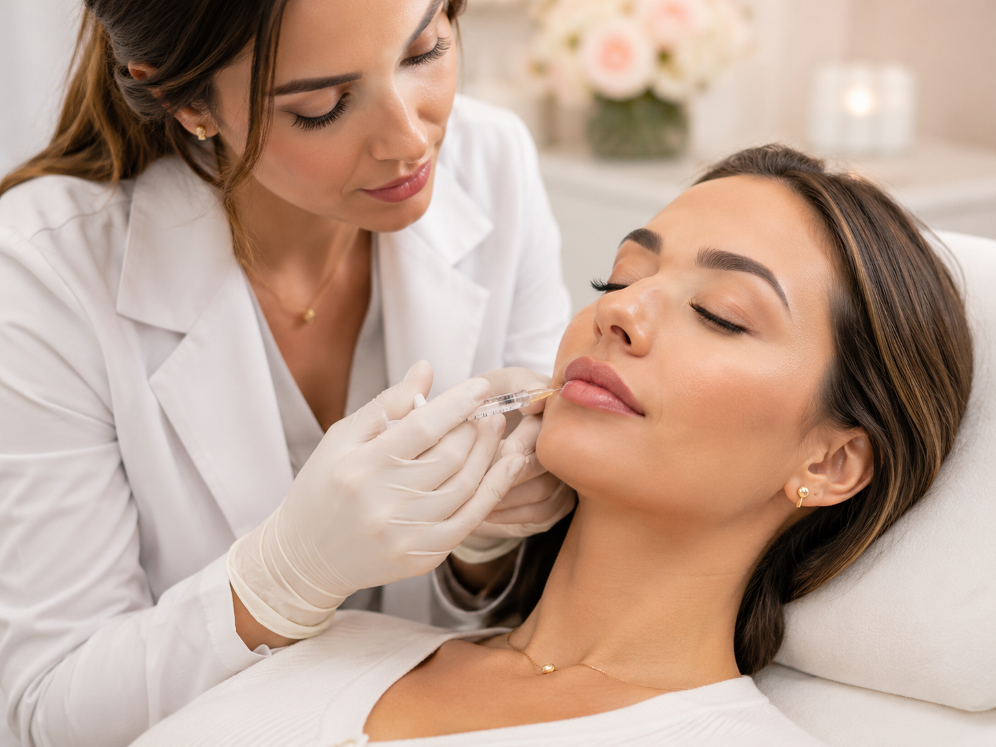 Hyaluronic acid lip filler products and injection setup at a Brickell, Miami med spa Hyaluronic acid lip filler products and injection setup at a Brickell, Miami med spa