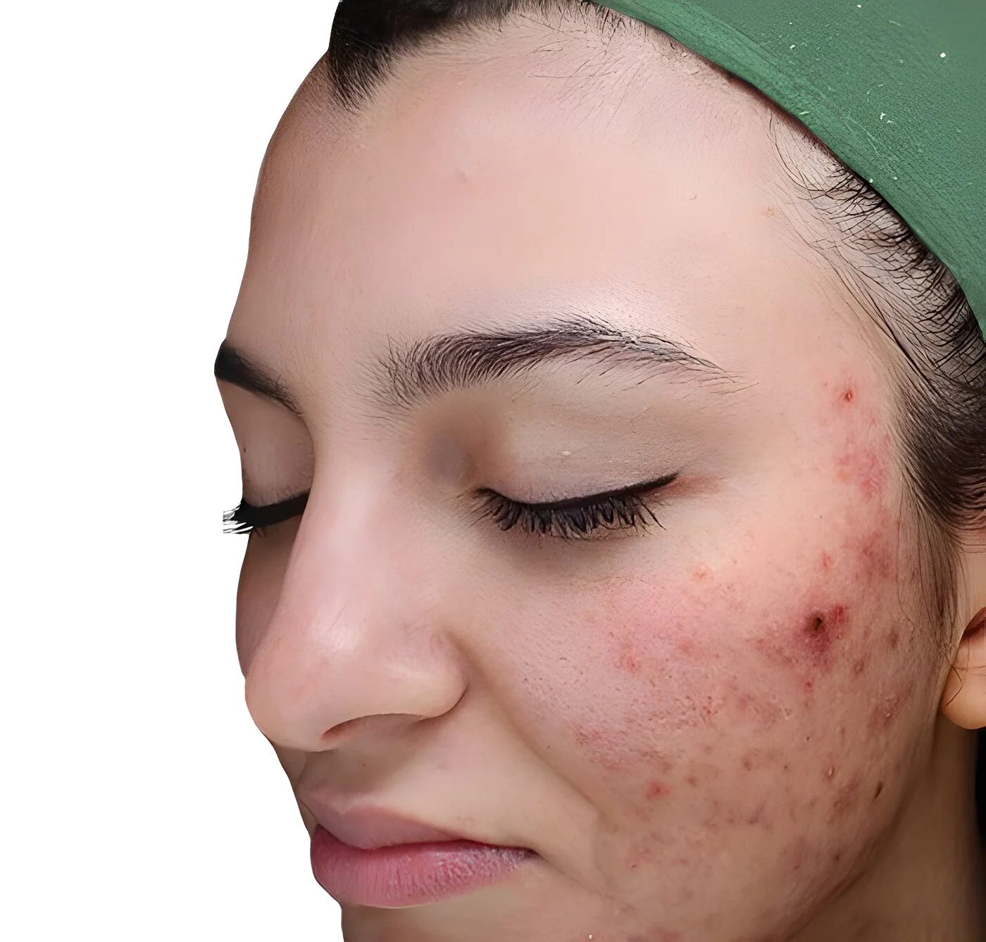 Before VI chemical peel — active cheek acne and redness at Miami Skin Spa, Brickell.