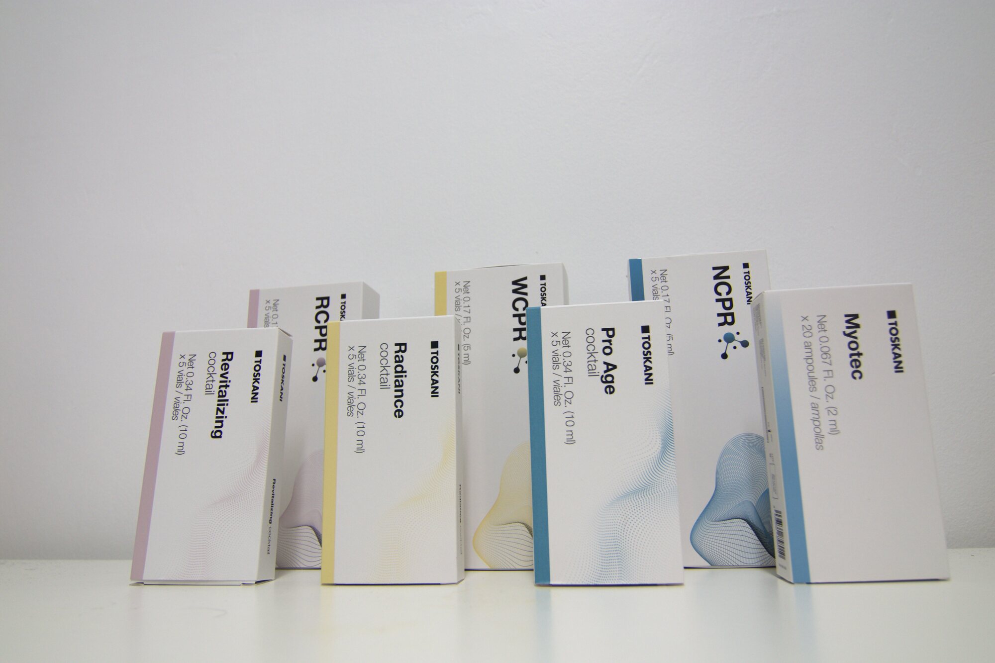 Toskani cocktail and vial boxes at Miami Skin Spa